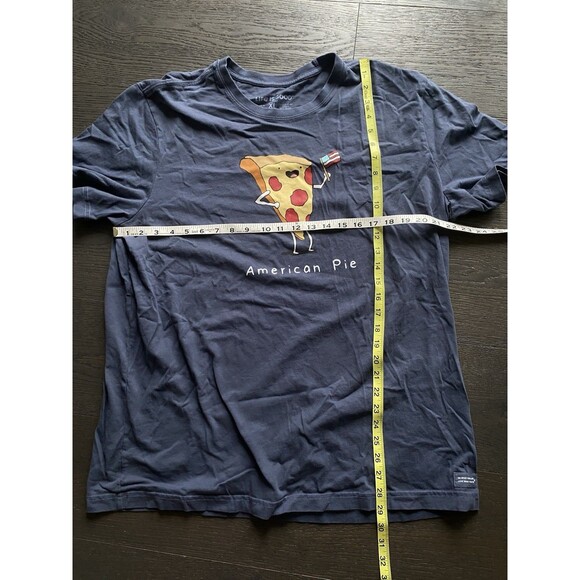 Life Is Good Crusher Tee Mens XL Blue American Pie Pizza U.S. Flag T-Shirt 4th - Picture 5 of 6